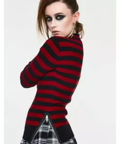 Jawbreaker Menace Stripe Sweater Red Black