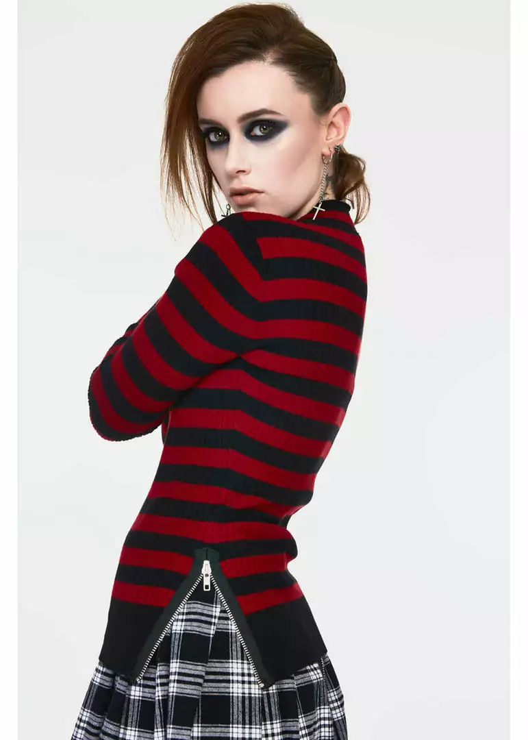 Jawbreaker Menace Stripe Sweater Red Black 4 Jawbreaker Menace Stripe Sweater Red Black