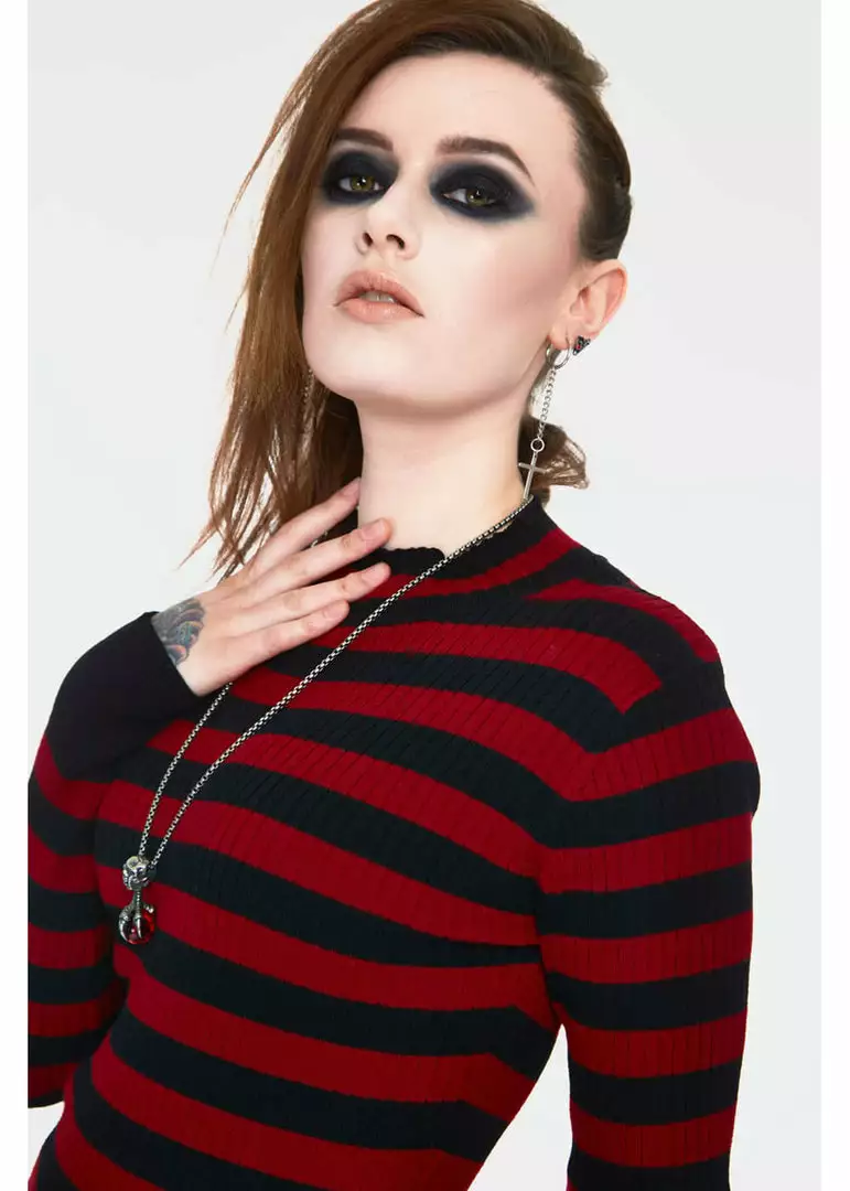 Jawbreaker Menace Stripe Sweater Red Black 5 Jawbreaker Menace Stripe Sweater Red Black