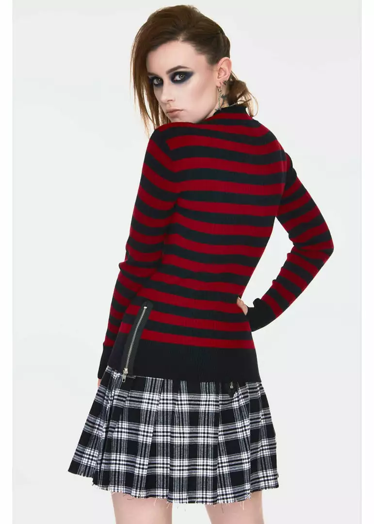 Jawbreaker Menace Stripe Sweater Red Black 7 Jawbreaker Menace Stripe Sweater Red Black