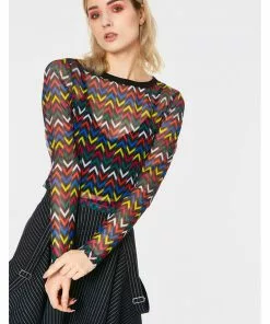 Jaw Breaker New In Jawbreaker Mix Tape Mesh 60's Top In Multi