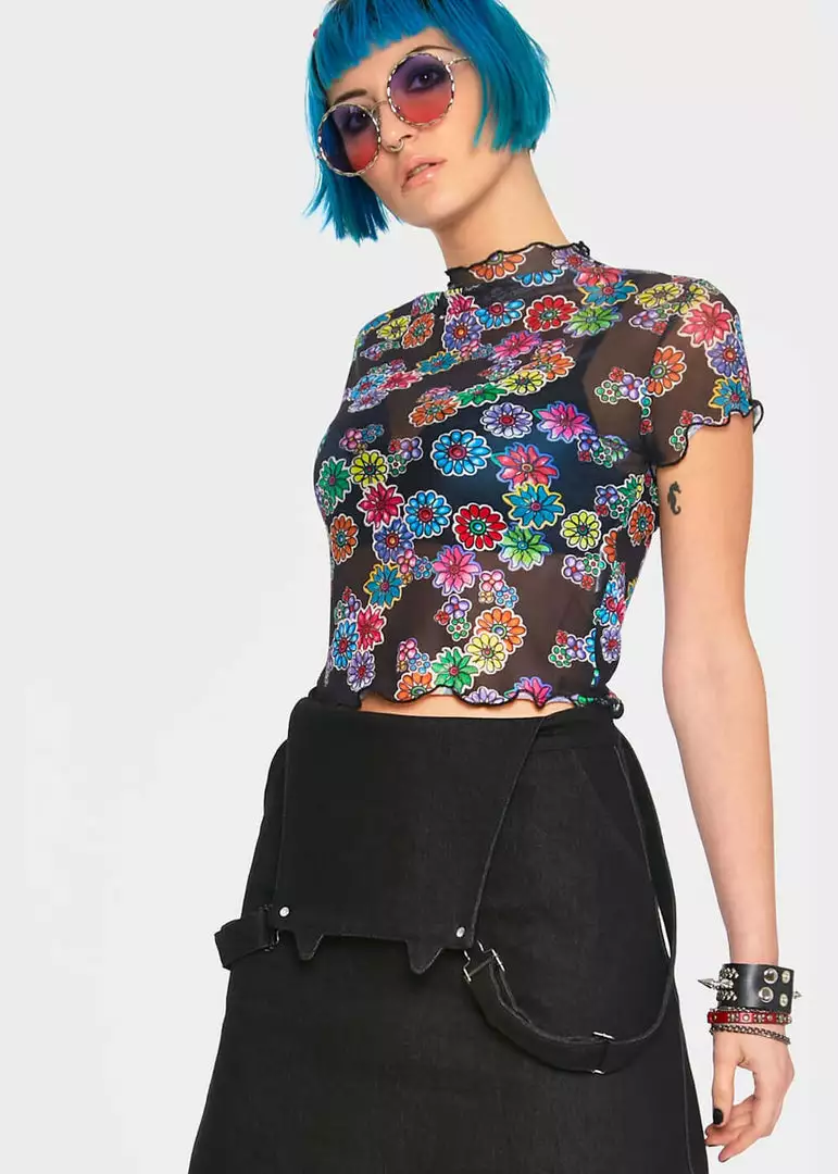 Jaw Breaker Jawbreaker Poison Ivy Mesh Top Black New In 4 Jaw Breaker Jawbreaker Poison Ivy Mesh Top Black New In