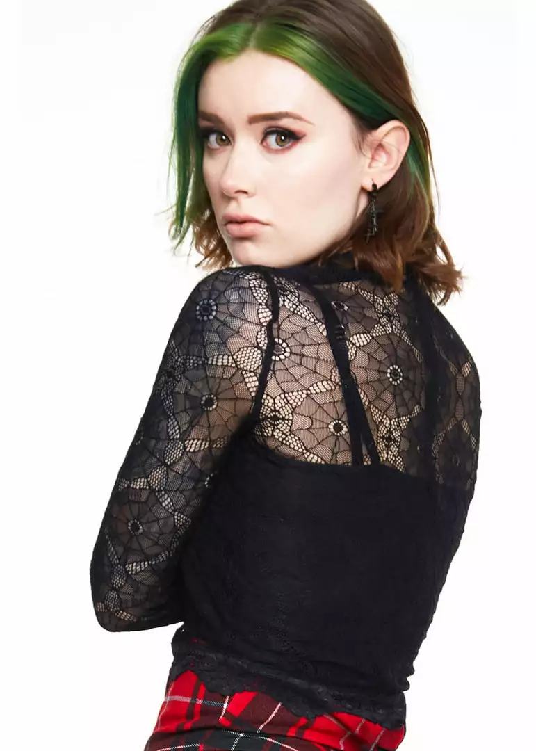 Jaw Breaker New In Jawbreaker Spiderweb Lace 80's Top Black 5 Jaw Breaker New In Jawbreaker Spiderweb Lace 80's Top Black