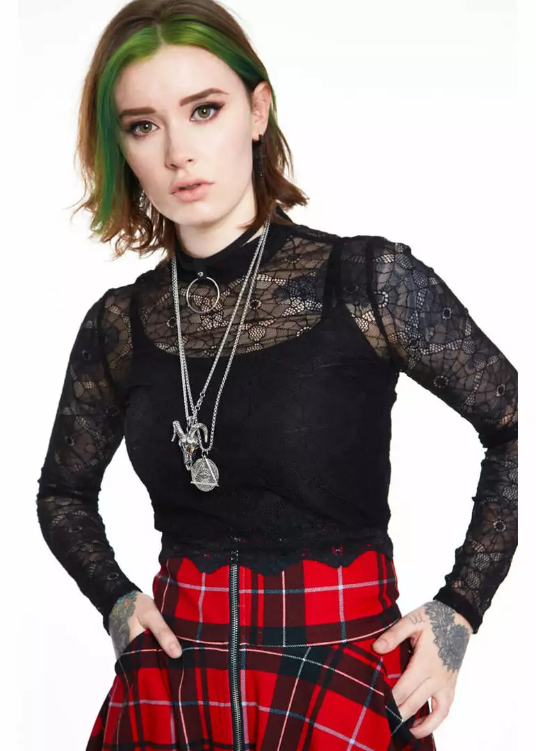 Jaw Breaker New In Jawbreaker Spiderweb Lace 80's Top Black 3 Jaw Breaker New In Jawbreaker Spiderweb Lace 80's Top Black