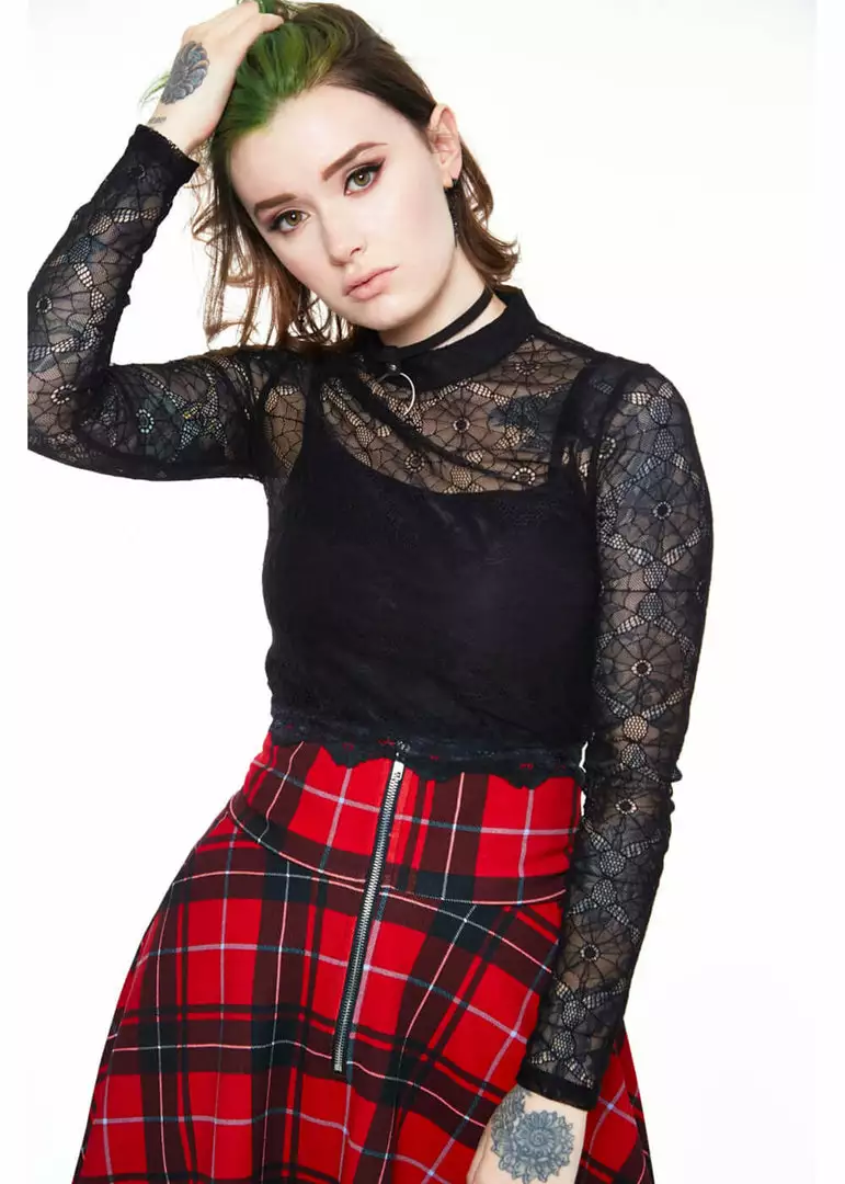 Jaw Breaker New In Jawbreaker Spiderweb Lace 80's Top Black 6 Jaw Breaker New In Jawbreaker Spiderweb Lace 80's Top Black