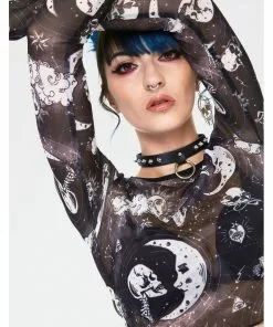 Jawbreaker Moonstone Mesh Top Black