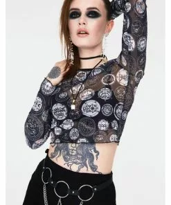 Jaw Breaker New In Jawbreaker Demon Sigil Mesh Top Black