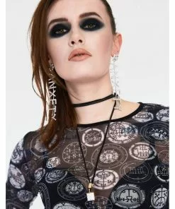 Jaw Breaker New In Jawbreaker Demon Sigil Mesh Top Black 8 Jaw Breaker New In Jawbreaker Demon Sigil Mesh Top Black