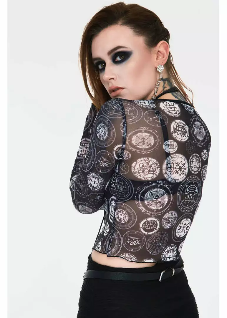 Jaw Breaker New In Jawbreaker Demon Sigil Mesh Top Black 7 Jaw Breaker New In Jawbreaker Demon Sigil Mesh Top Black