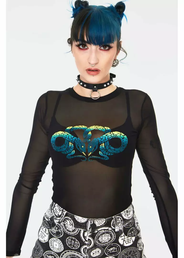 Jawbreaker Serpent Snake Mesh Top Black 3 Jawbreaker Serpent Snake Mesh Top Black