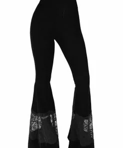 Killstar Nova Velvet Bell Bottoms 70's Trousers Black
