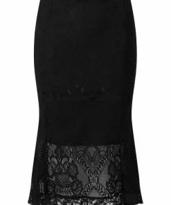New In Killstar Elora Lace 40's Fishtail Pencil Skirt Black