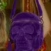 Killstar Grave Digger Velvet Skull Bag Plum 1 Killstar Grave Digger Velvet Skull Bag Plum