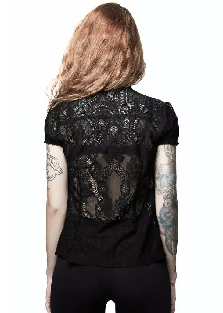 Killstar Liana Ruffle Lace 40's Blouse Black New In 5 Killstar Liana Ruffle Lace 40's Blouse Black New In
