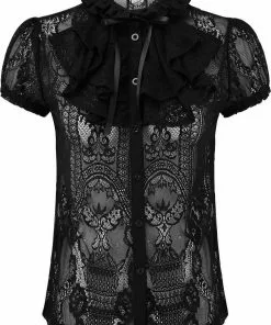 Killstar Liana Ruffle Lace 40's Blouse Black New In