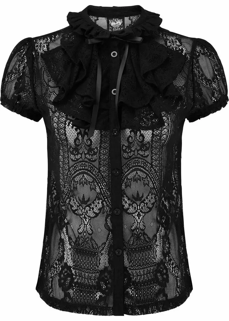 Killstar Liana Ruffle Lace 40's Blouse Black New In 3 Killstar Liana Ruffle Lace 40's Blouse Black New In