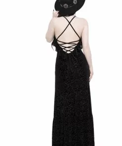 Killstar Eloise Burnout Velvet Maxi Dress Black New In