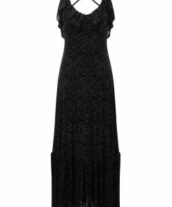 Killstar Eloise Burnout Velvet Maxi Dress Black New In