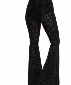 Killstar Velora Burnout Velvet Bell Bottoms Trousers Black New In