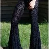 Killstar Velora Burnout Velvet Bell Bottoms Trousers Black New In