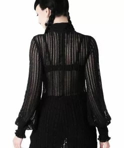 New In Killstar Misty Knitted 70's Top Black