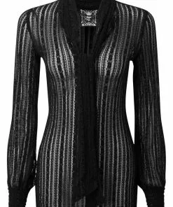 New In Killstar Misty Knitted 70's Top Black