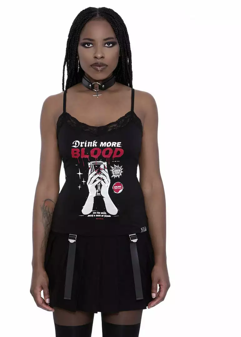 New In Killstar Drink More Strappy Top Black 5 New In Killstar Drink More Strappy Top Black