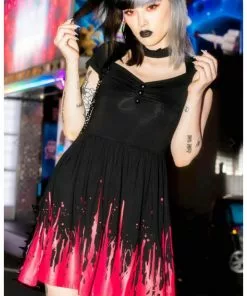 Killstar Bloodthirsty Skater Dress Black New In