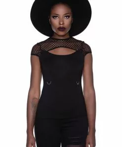 Killstar Ramona Fishet Sleeve Top Black New In