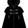 Killstar Nightfever Bat Duffle Coat Black