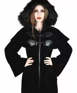 Killstar Nightfever Bat Duffle Coat Black 8 Killstar Nightfever Bat Duffle Coat Black
