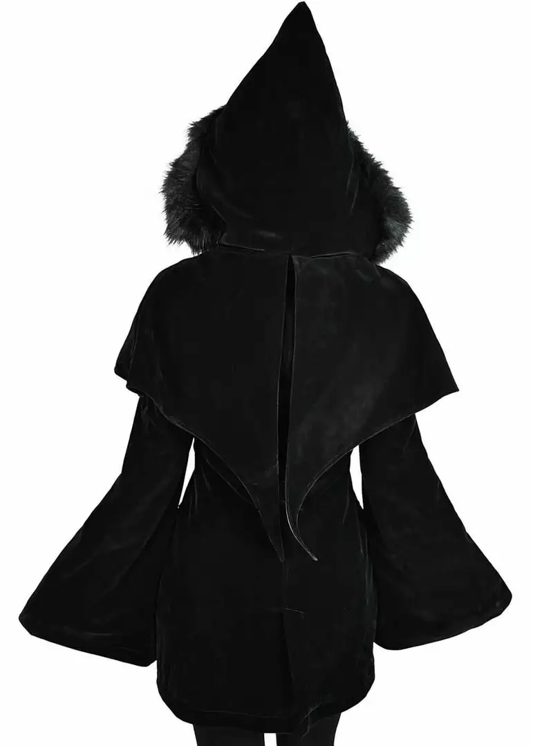 Killstar Nightfever Bat Duffle Coat Black 6 Killstar Nightfever Bat Duffle Coat Black