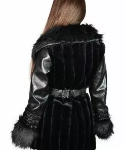 New In Killstar Krystina Faux Fur PU Coat Black