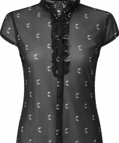 New In Killstar Maggies Star Ruffle 60's Blouse Black