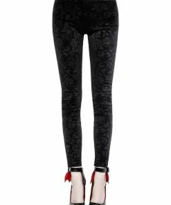 Killstar Bite Me Velvet Leggings Black