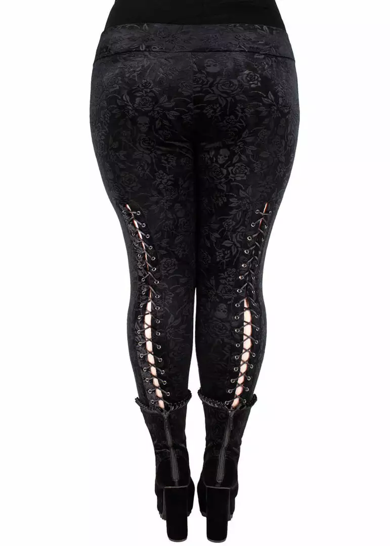 Killstar Bite Me Velvet Leggings Black 5 Killstar Bite Me Velvet Leggings Black