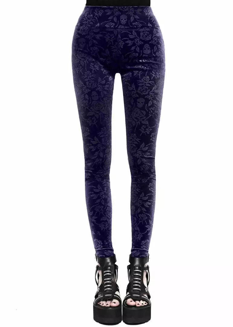New In Killstar Bite Me Velvet Leggings Plum 4 New In Killstar Bite Me Velvet Leggings Plum
