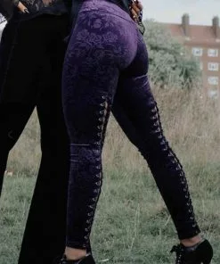 New In Killstar Bite Me Velvet Leggings Plum