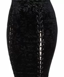 Killstar Claret Velvet Midi Pencil Skirt Black New In 7 Killstar Claret Velvet Midi Pencil Skirt Black New In