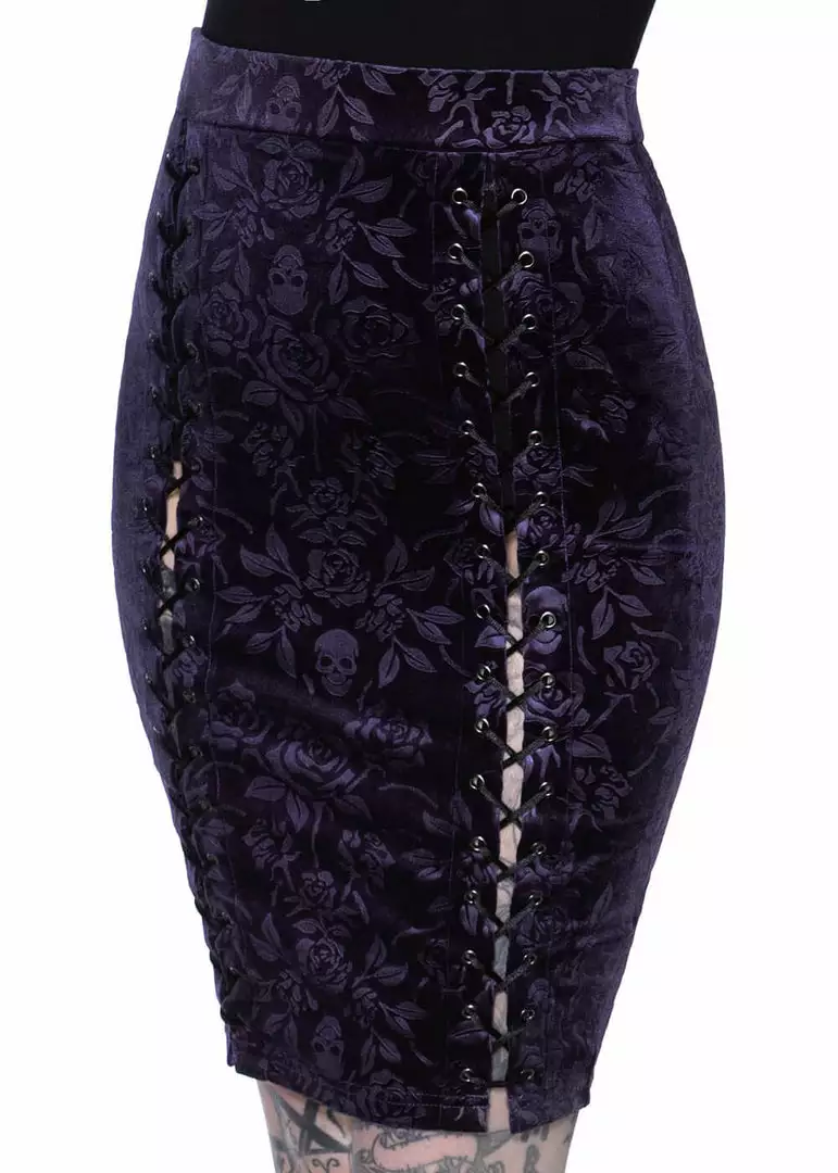 Killstar Claret Velvet Midi Pencil Skirt Plum New In 5 Killstar Claret Velvet Midi Pencil Skirt Plum New In