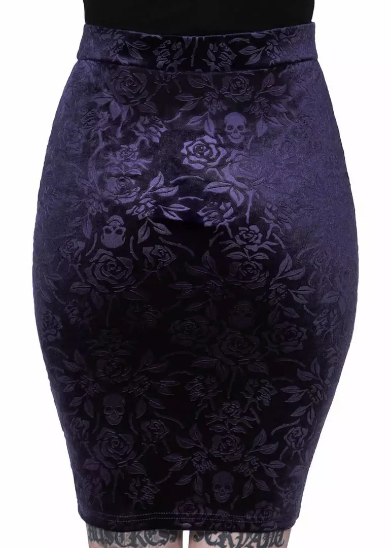 Killstar Claret Velvet Midi Pencil Skirt Plum New In 4 Killstar Claret Velvet Midi Pencil Skirt Plum New In