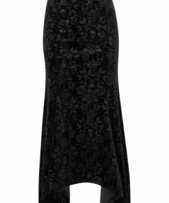 Killstar Roses Are Dead Velvet Maxi Skirt Black