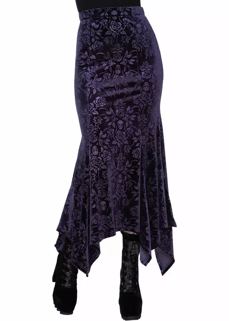 Killstar Roses Are Dead Velvet Maxi Skirt Plum New In 5 Killstar Roses Are Dead Velvet Maxi Skirt Plum New In