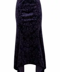Killstar Roses Are Dead Velvet Maxi Skirt Plum New In