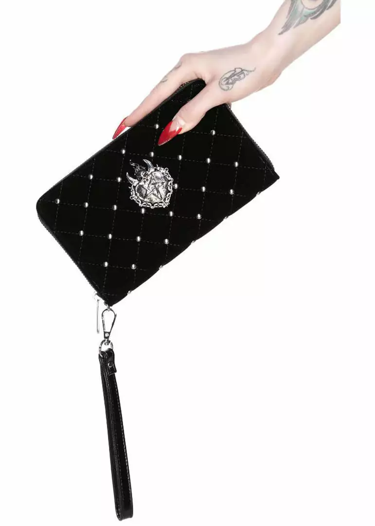 Killstar Unsacred Heart Skull Velvet Wallet Black 4 Killstar Unsacred Heart Skull Velvet Wallet Black