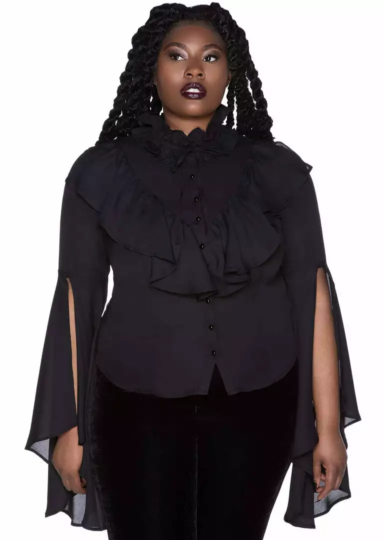 Killstar Moonshrine Ruffle 40's Blouse Black 6 Killstar Moonshrine Ruffle 40's Blouse Black