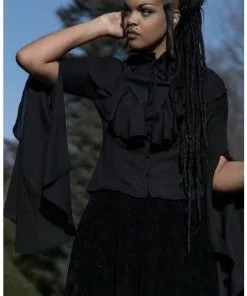 Killstar Moonshrine Ruffle 40's Blouse Black 7 Killstar Moonshrine Ruffle 40's Blouse Black