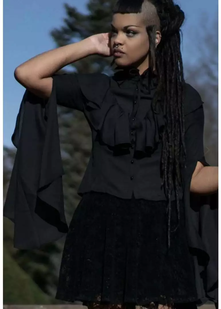 Killstar Moonshrine Ruffle 40's Blouse Black 4 Killstar Moonshrine Ruffle 40's Blouse Black