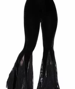New In Killstar Night Stalker Velvet 70's Flared Trousers Black