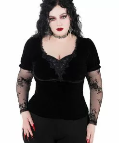Killstar Spirit Bound Velvet Lace Top Black 8 Killstar Spirit Bound Velvet Lace Top Black